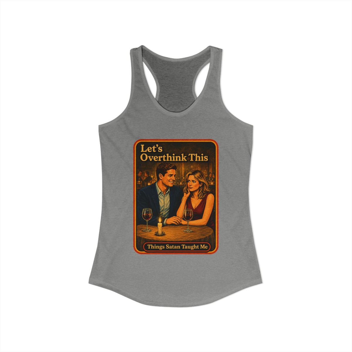 Let's Overthink This Racerback Tank in Heather Grey, view 2