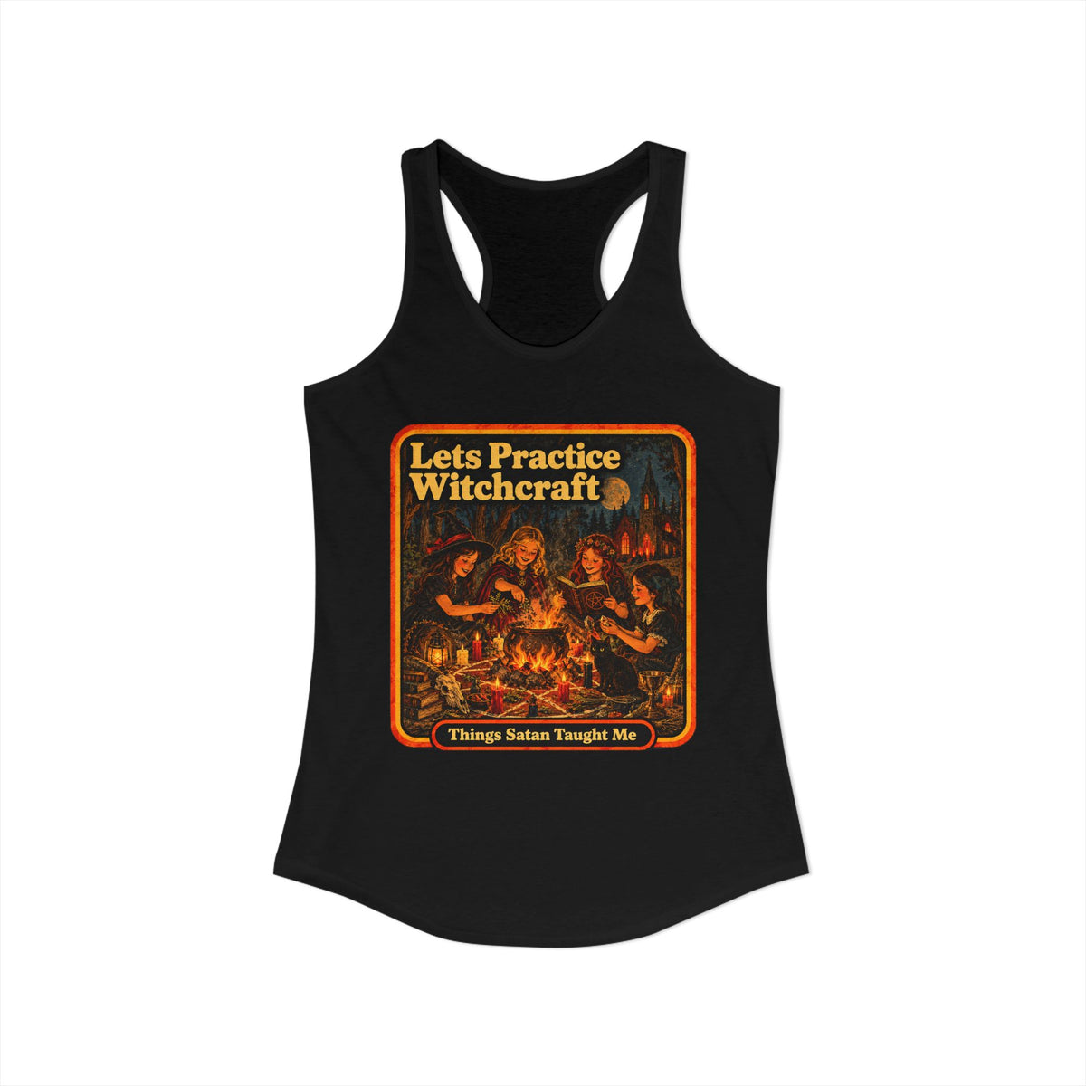 Let's Practice Witchcraft Racerback Tank in Black, view 2