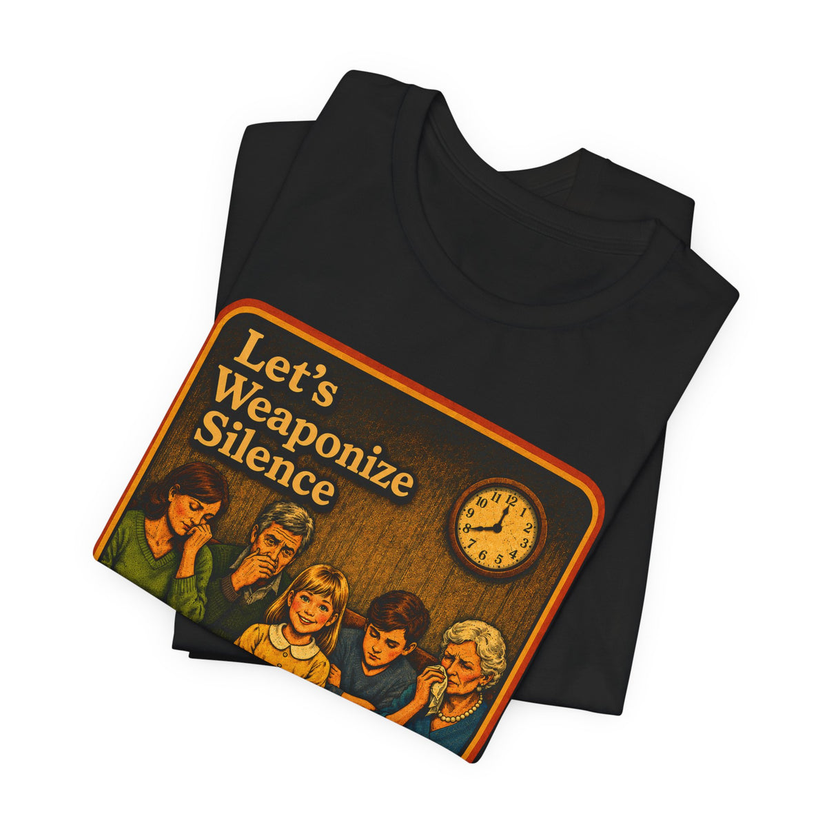 Let's Weaponize Silence Unisex Tee in Black, view 3