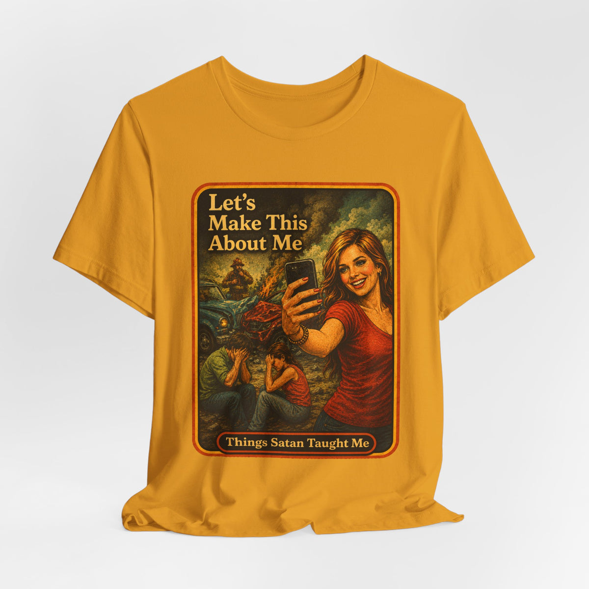 Let's Make This About Me Unisex Tee in Mustard, view 4