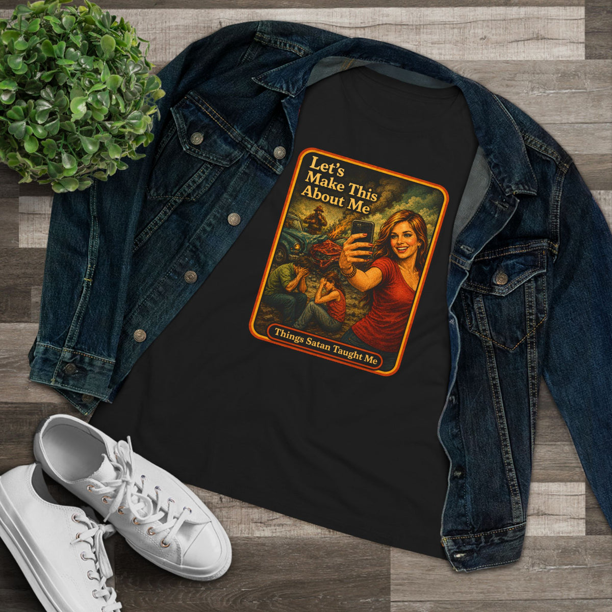 Let's Make This About Me Women's Tee in Black, view 3