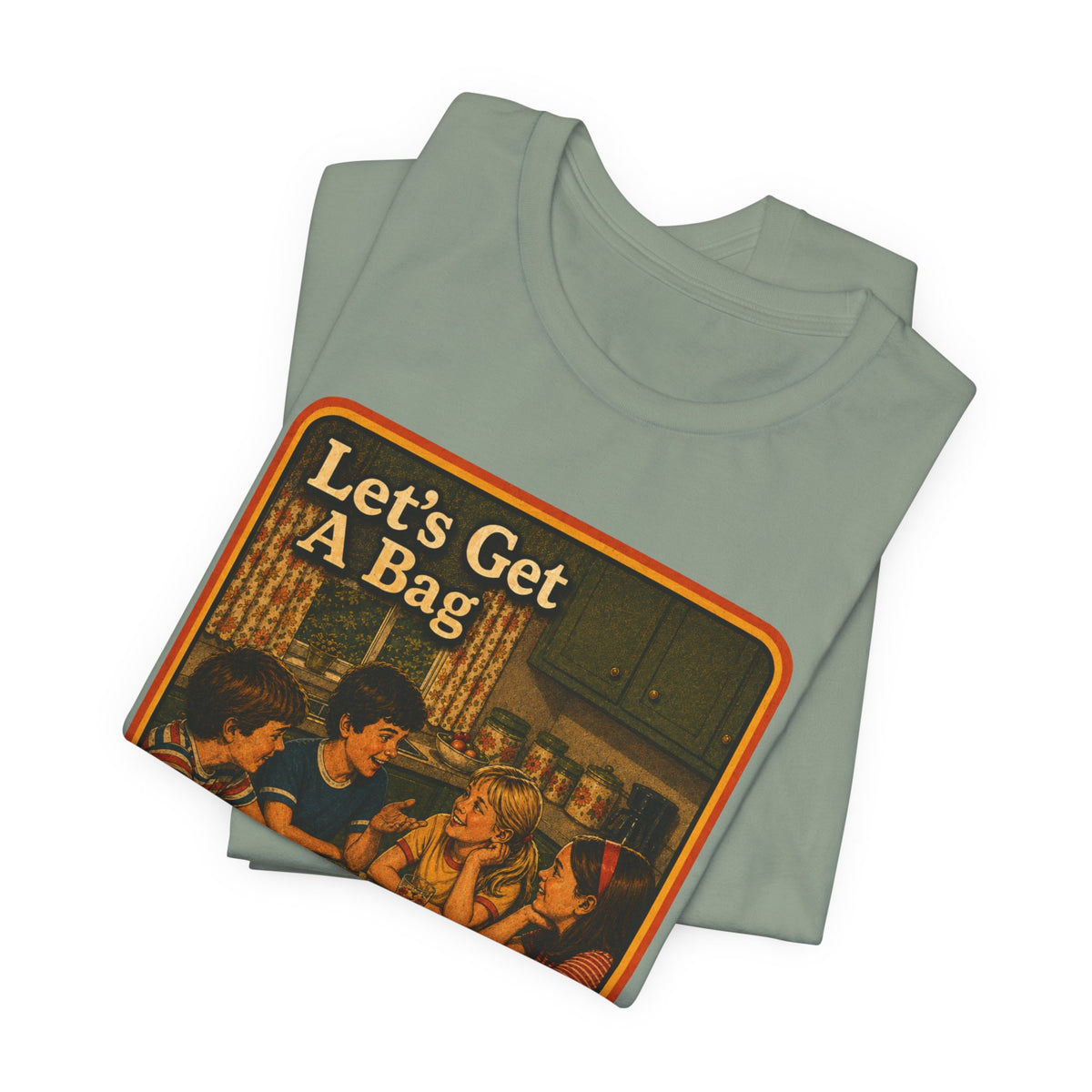 Let's Get Another Bag Unisex Tee in Sage, view 3