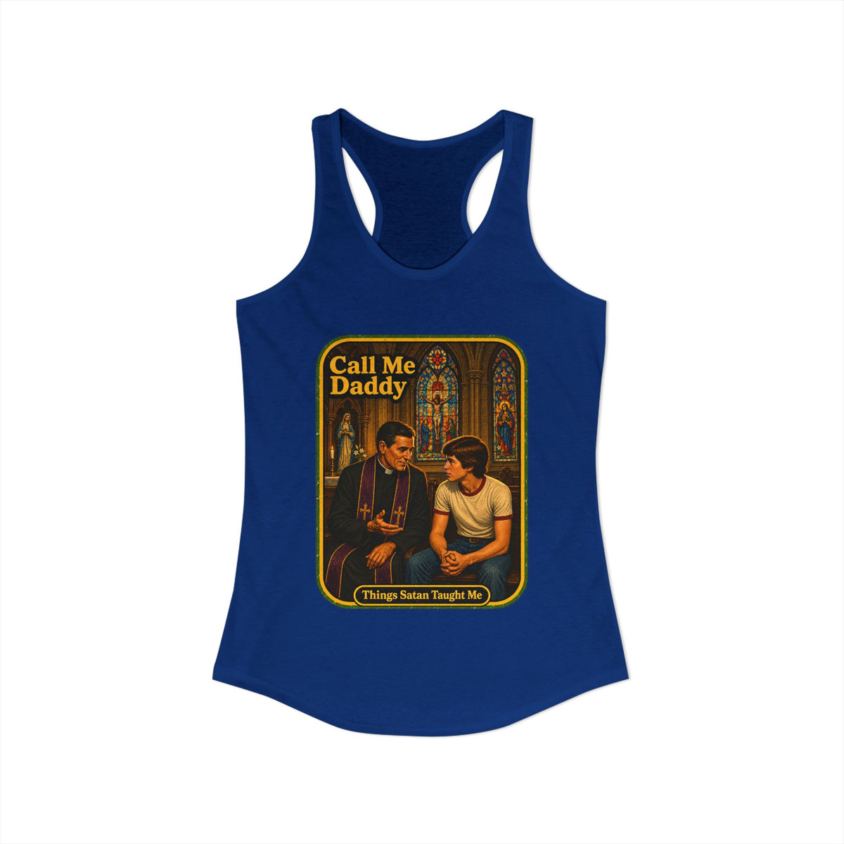 Call Me Daddy Racerback Tank in Royal, view 2