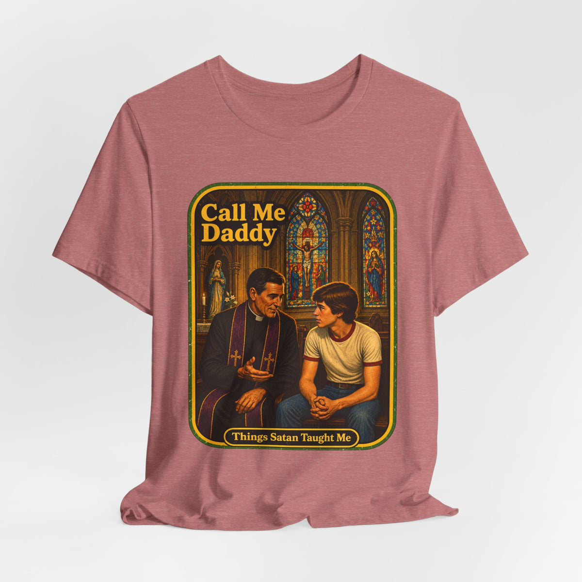 Call Me Daddy Unisex Tee in Heather Mauve, view 4
