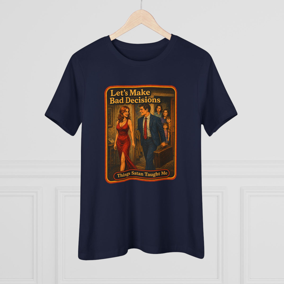 Let's Make Bad Decisions Women's Tee in Navy, view 4