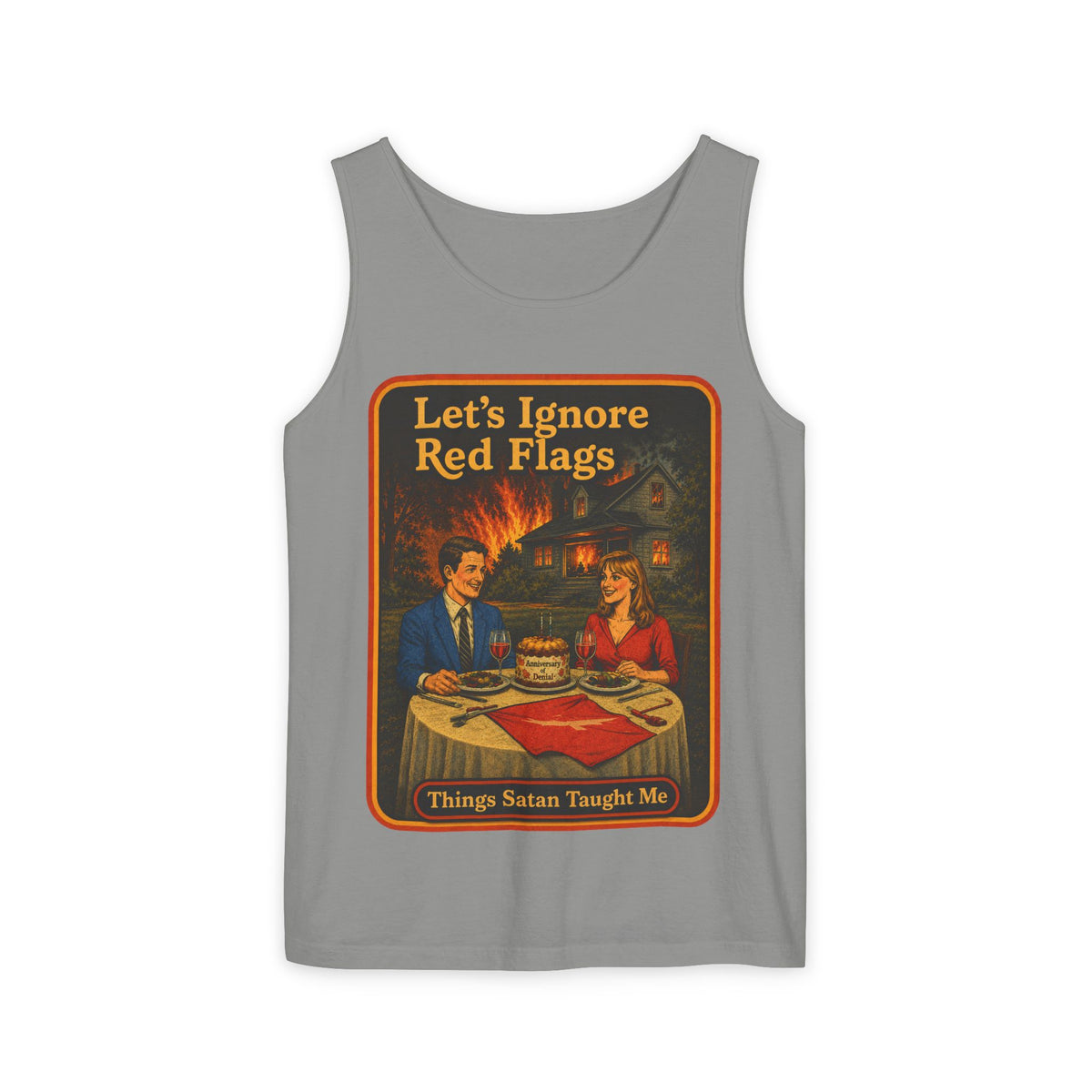 Let's Ignore Red Flags Wife Beater in Granite, front