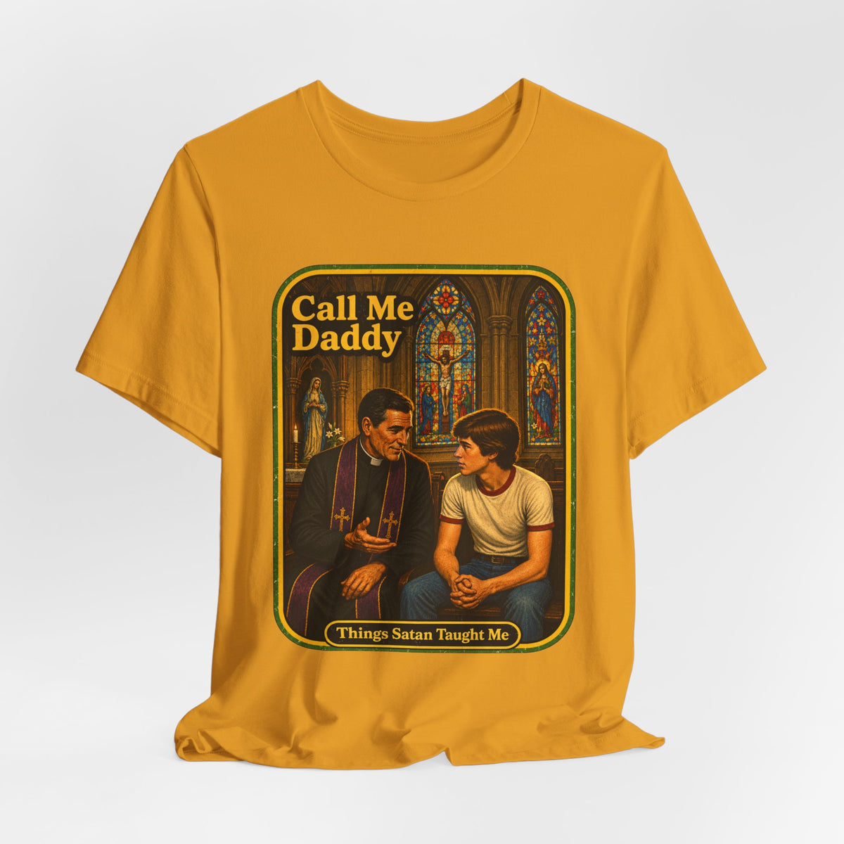 Call Me Daddy Unisex Tee in Mustard, view 4