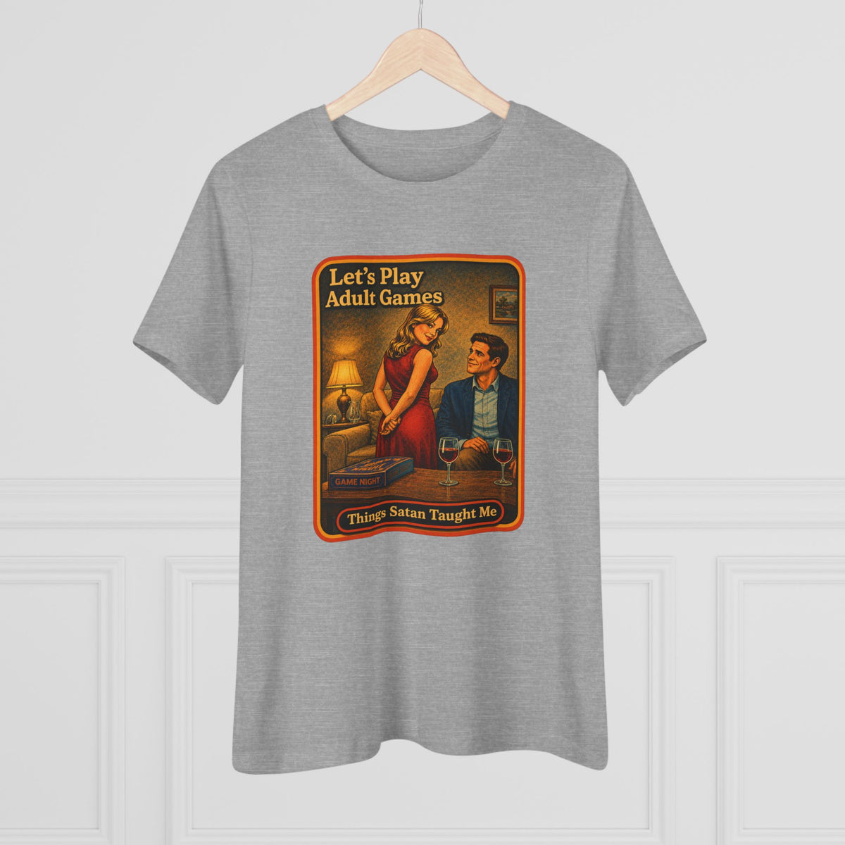 Let's Play Adult Games Women's Tee in Athletic Heather, view 4