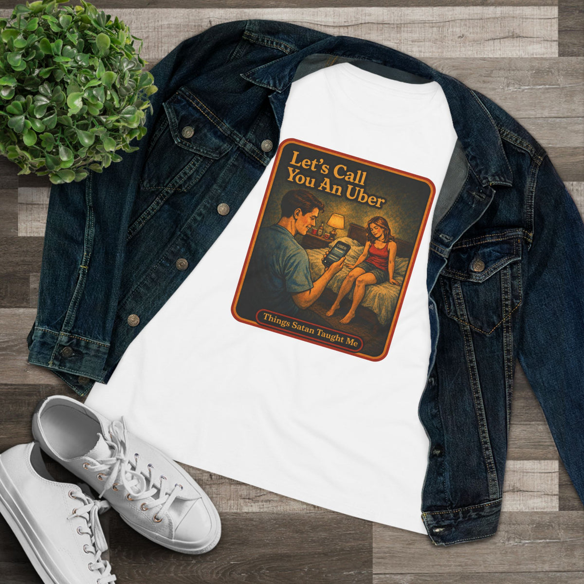 Let's Call You An Uber Women's Tee in White, view 3