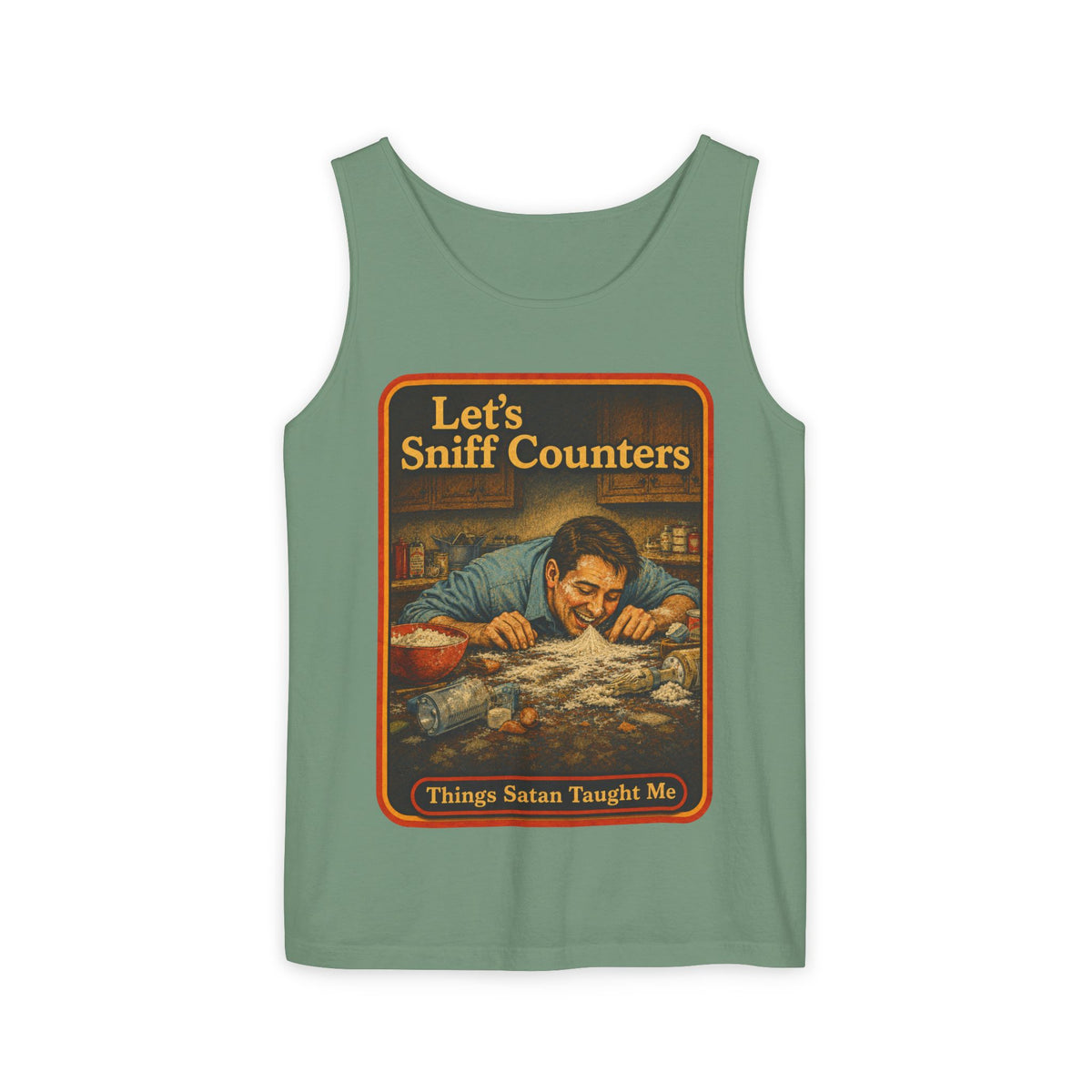 Let's Sniff Counters Wife Beater in Light Green, front