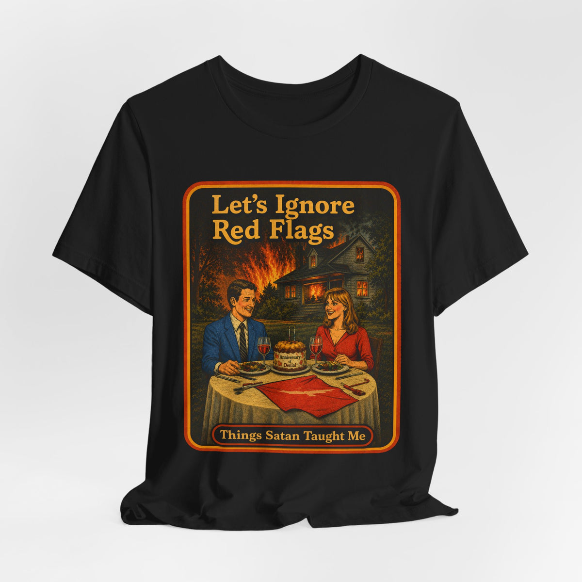 Let's Ignore Red Flags Unisex Tee in Black, view 4