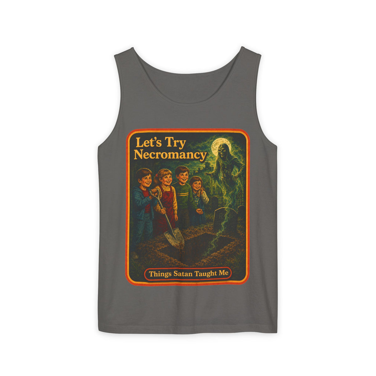 Let's Try Necromancy Wife Beater in Pepper, front