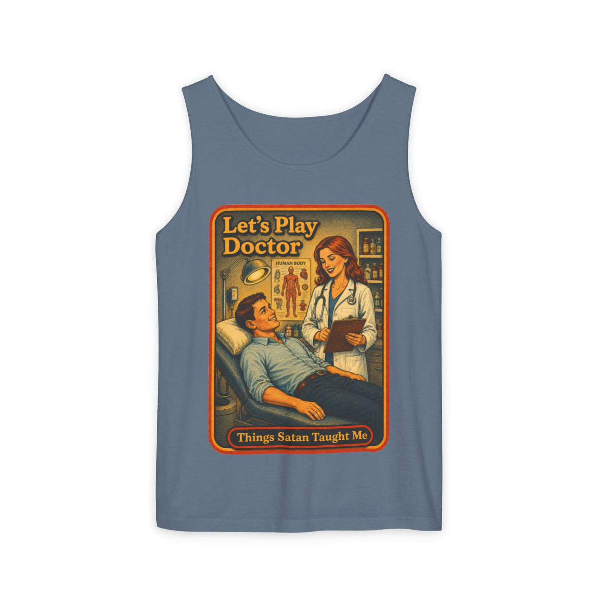 Let's Play Doctor Wife Beater in Blue Jean, front