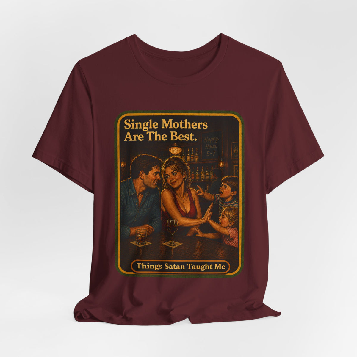 Single Mothers Are The Best Unisex Tee in Maroon, view 4