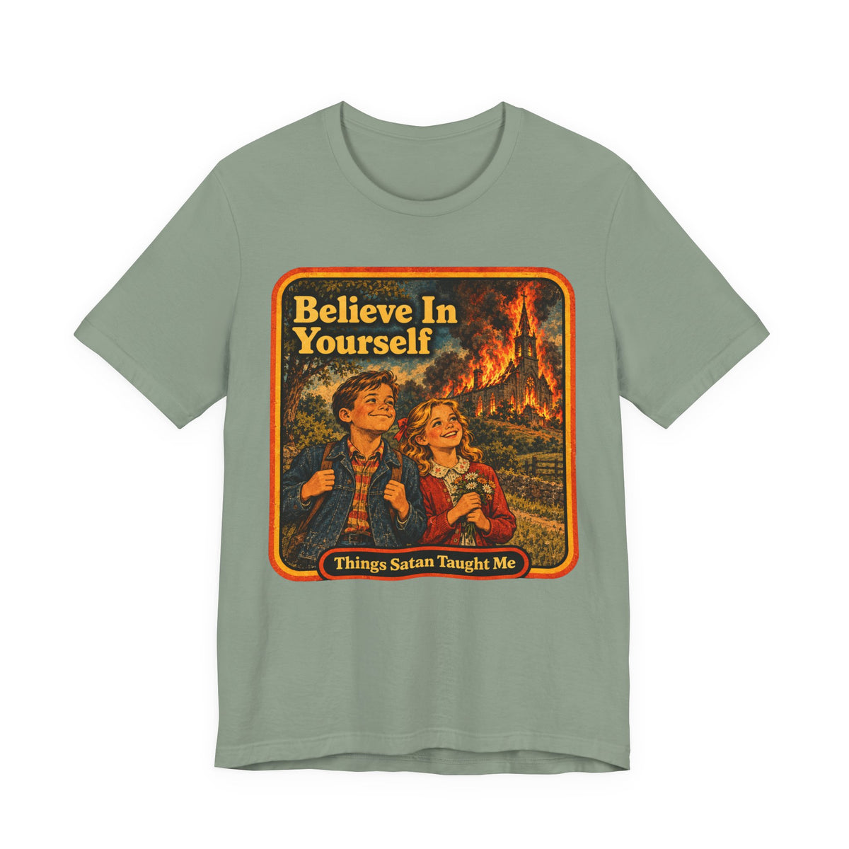 Believe In Yourself Unisex Tee in Sage, front