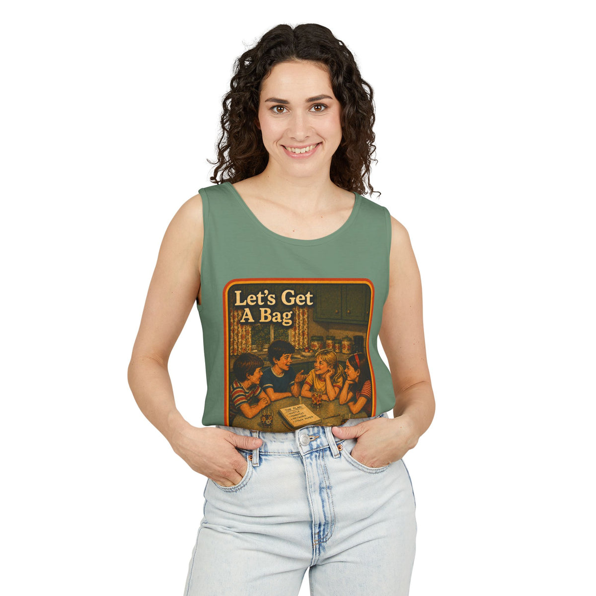 Let's Get Another Bag Wife Beater in Light Green, view 3