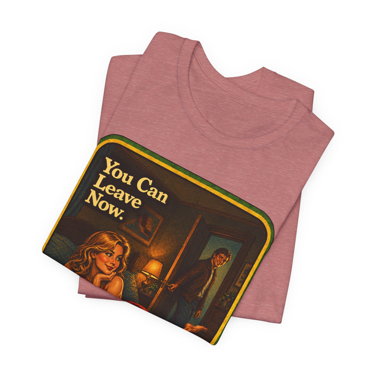 You Can Leave Now Unisex Tee in Heather Mauve, view 3