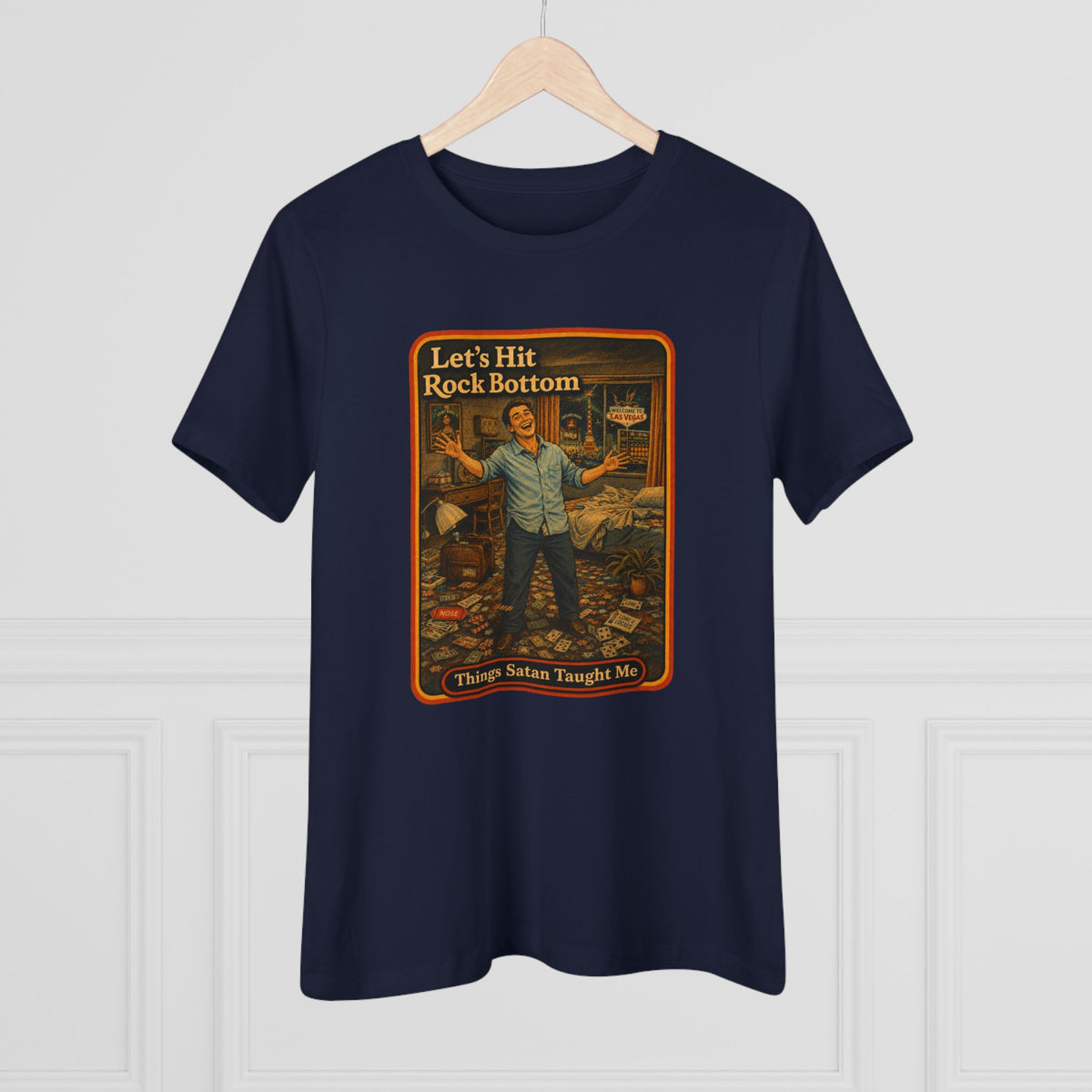 Let's Hit Rock Bottom Women's Tee in Navy, view 4