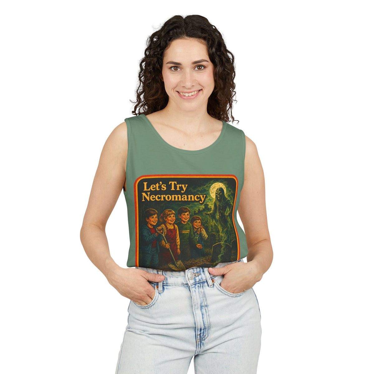 Let's Try Necromancy Wife Beater in Light Green, view 3