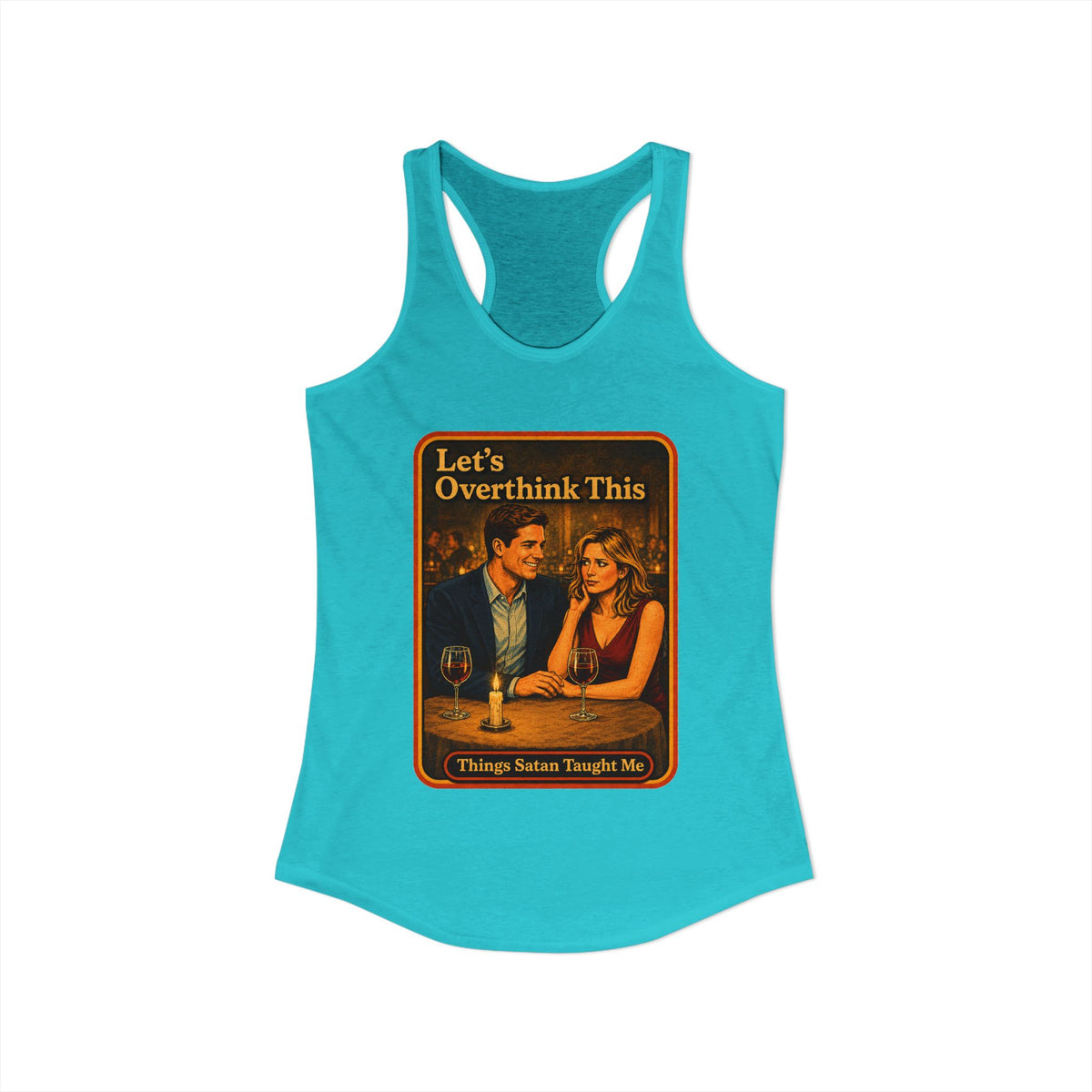 Let's Overthink This Racerback Tank in Tahiti Blue, view 2