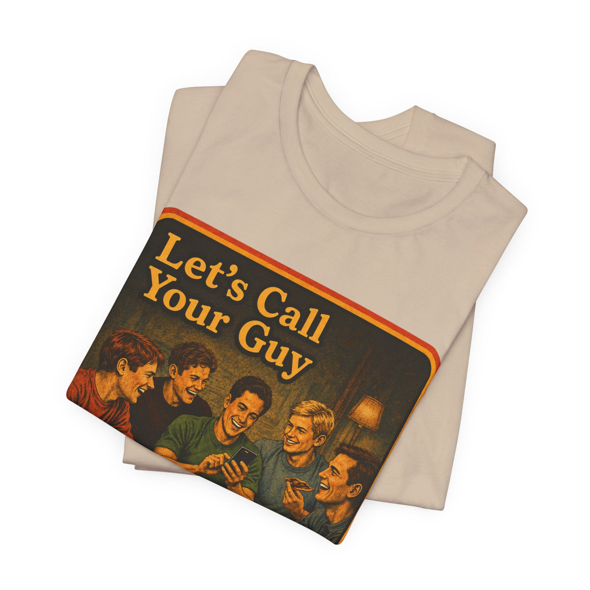 Let's Call Your Guy Unisex Tee in Tan, view 3