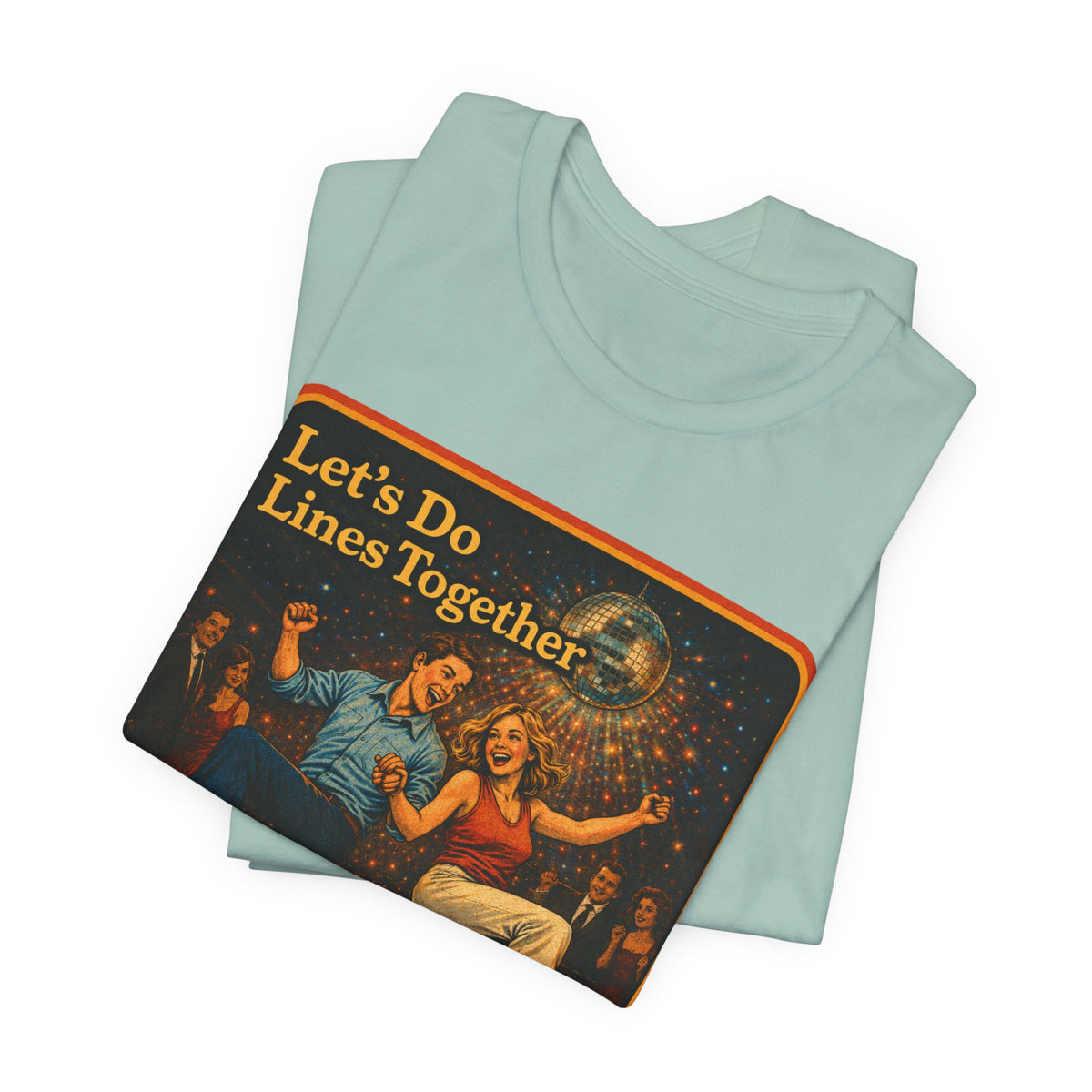 Let's Do Lines Together Unisex Tee in Dusty Blue, view 3