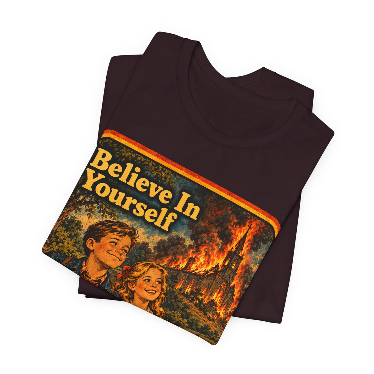 Believe In Yourself Unisex Tee in Oxblood Black, view 3