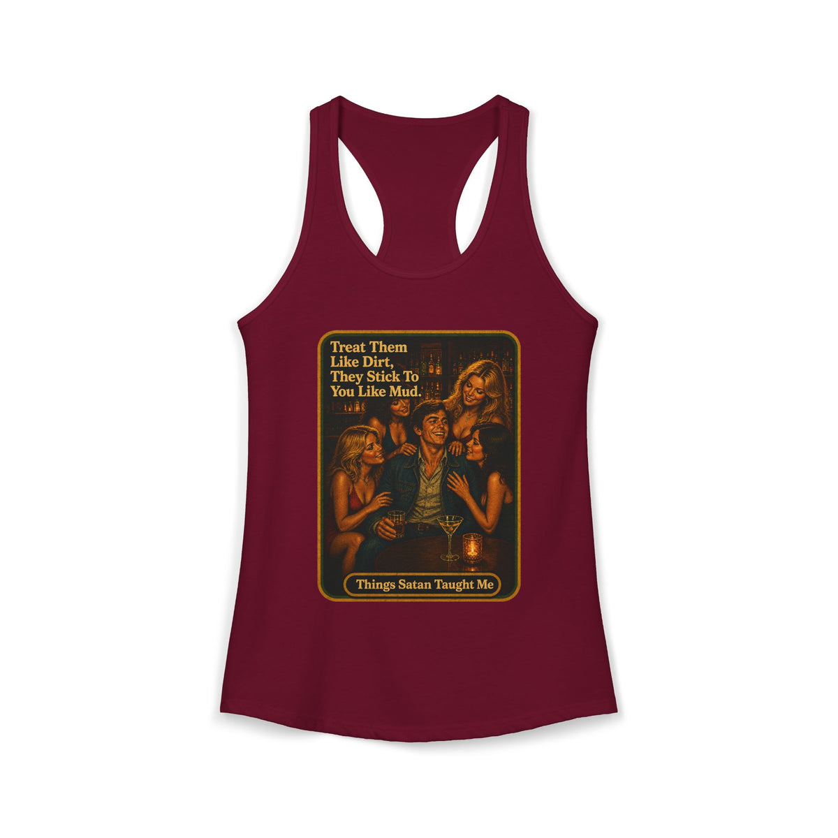 Treat Them Like Dirt Racerback Tank in Cardinal Red, front