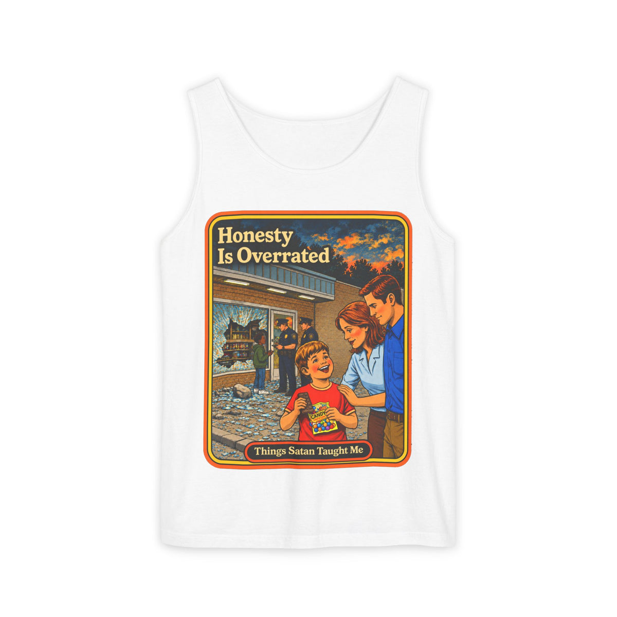 Honesty Is Overrated Wife Beater in White, front