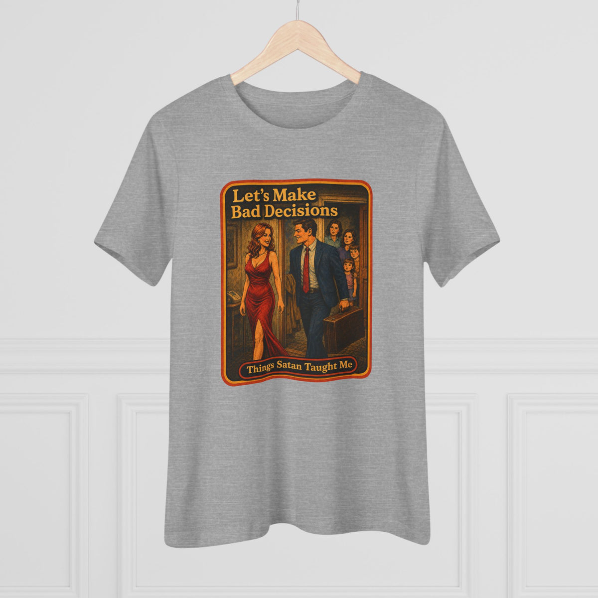 Let's Make Bad Decisions Women's Tee in Athletic Heather, view 4