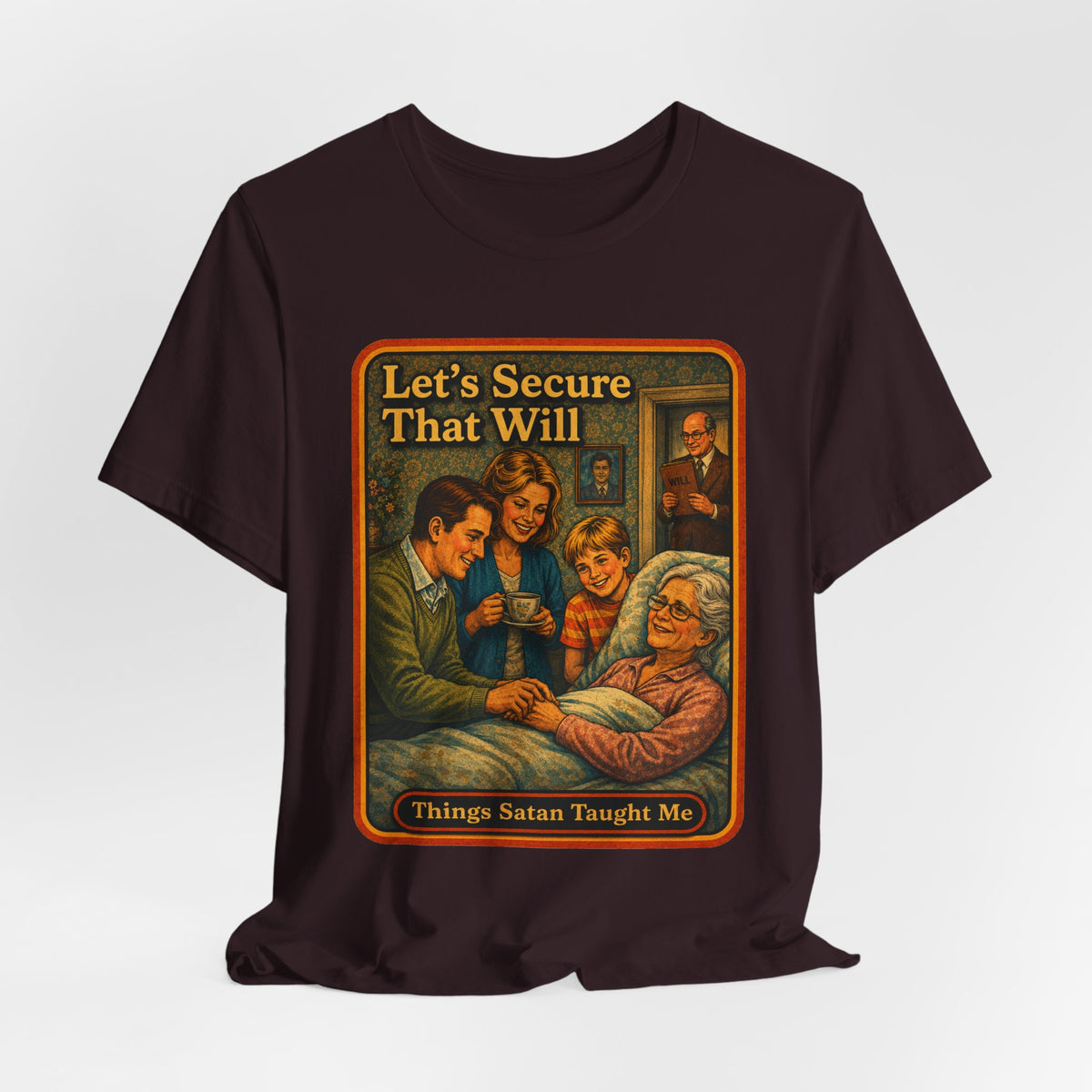 Let's Secure That Will Unisex Tee in Oxblood Black, view 4