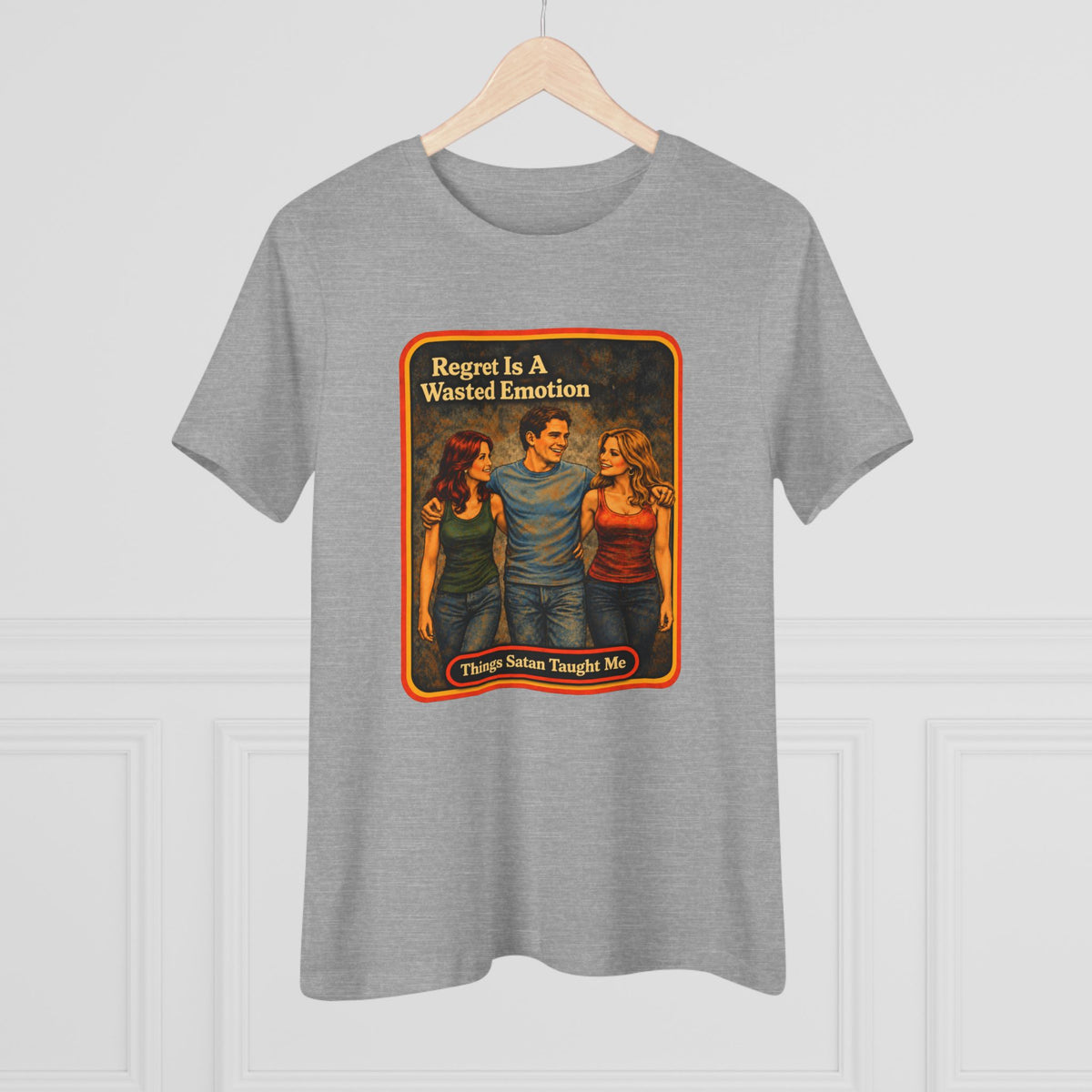 Regret Is A Wasted Emotion Women's Tee in Athletic Heather, view 4