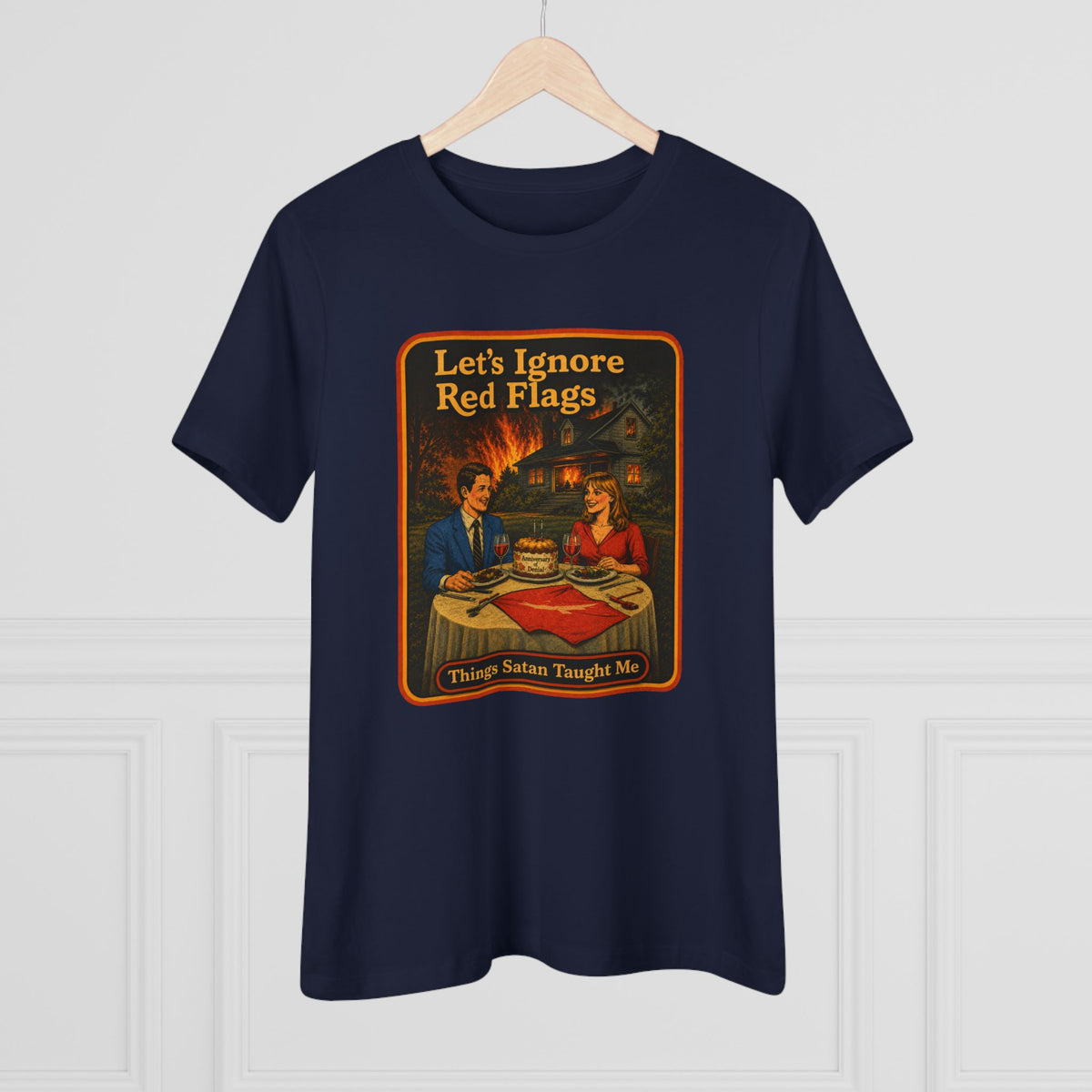 Let's Ignore Red Flags Women's Tee in Navy, view 4