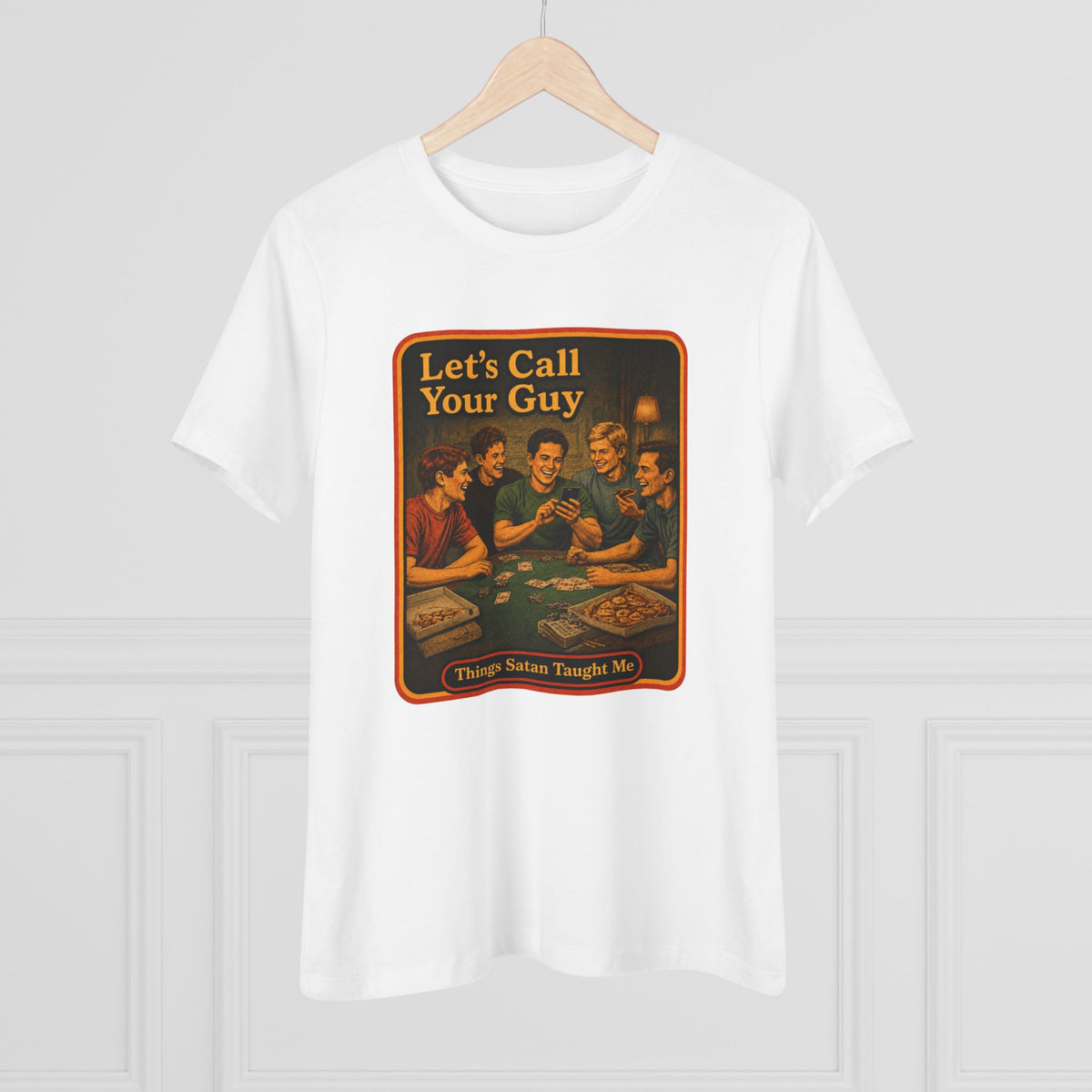 Let's Call Your Guy Women's Tee in White, view 4