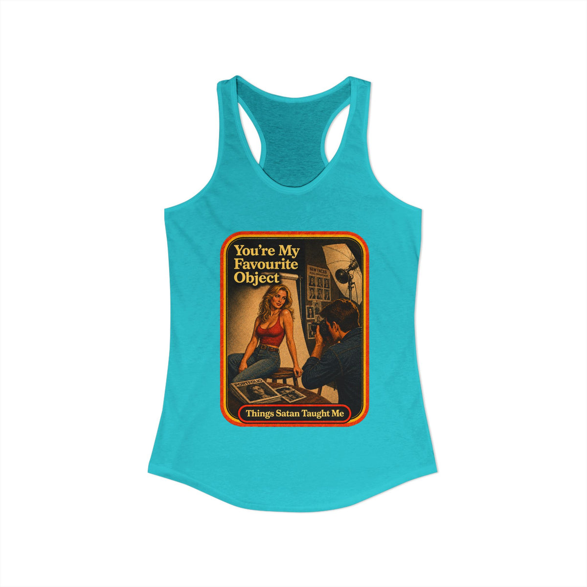 You're My Favourite Object Racerback Tank in Tahiti Blue, view 2