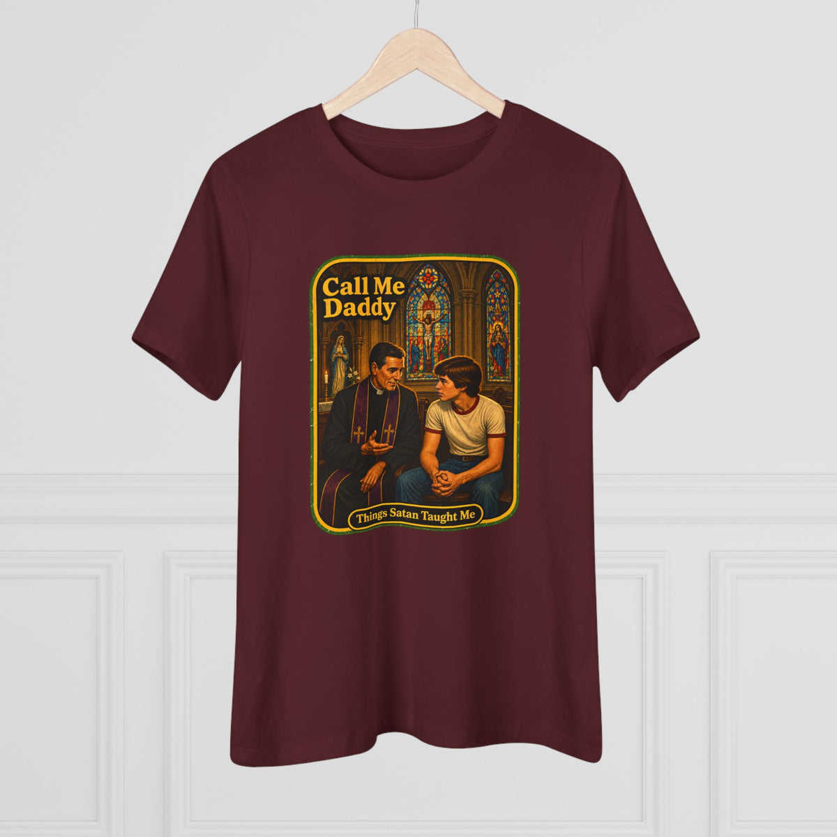 Call Me Daddy Women's Tee in Maroon, view 4