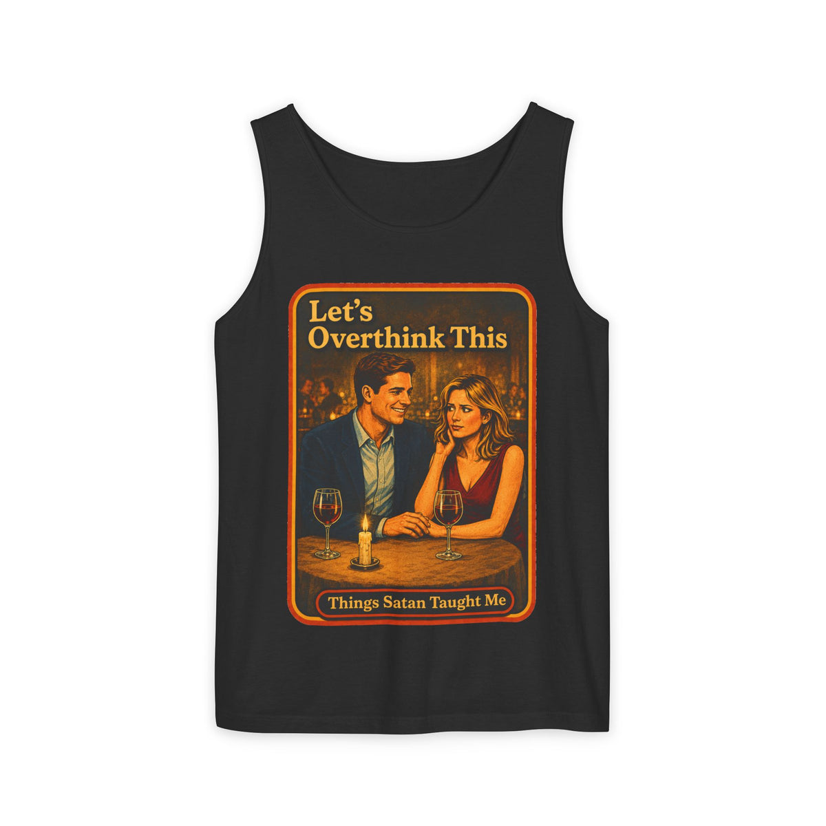 Let's Overthink This Wife Beater in Black, front