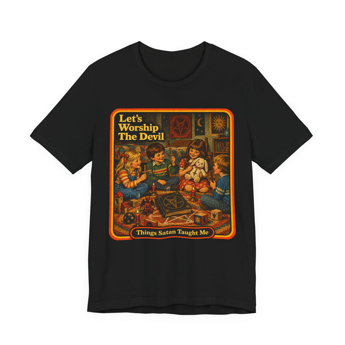 Let's Worship The Devil Unisex Tee in black