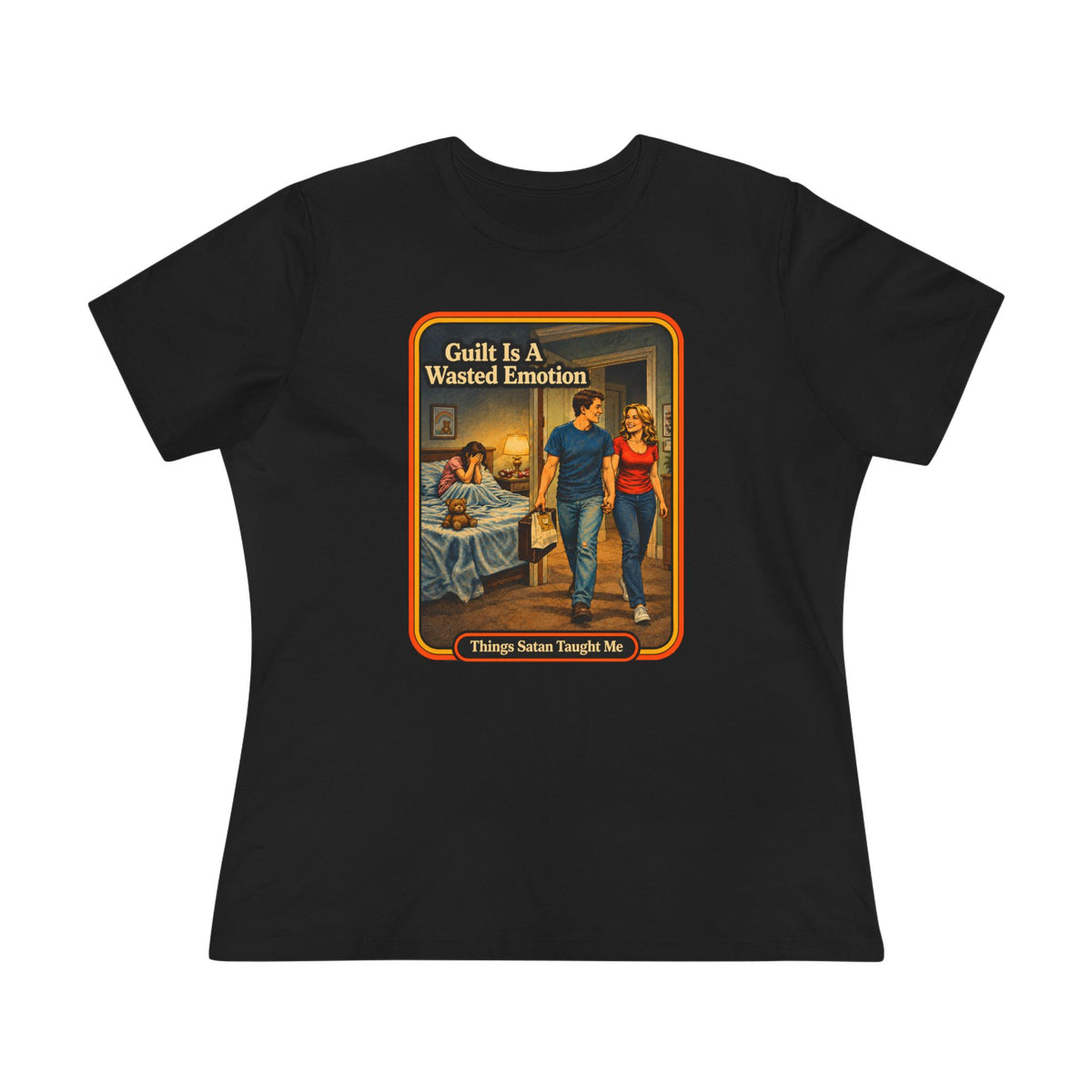 Guilt Is A Wasted Emotion Women's Tee in Black, front