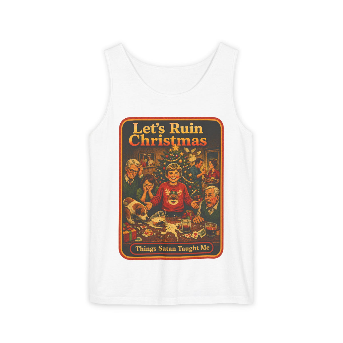 Let's Ruin Christmas Wife Beater in White, front