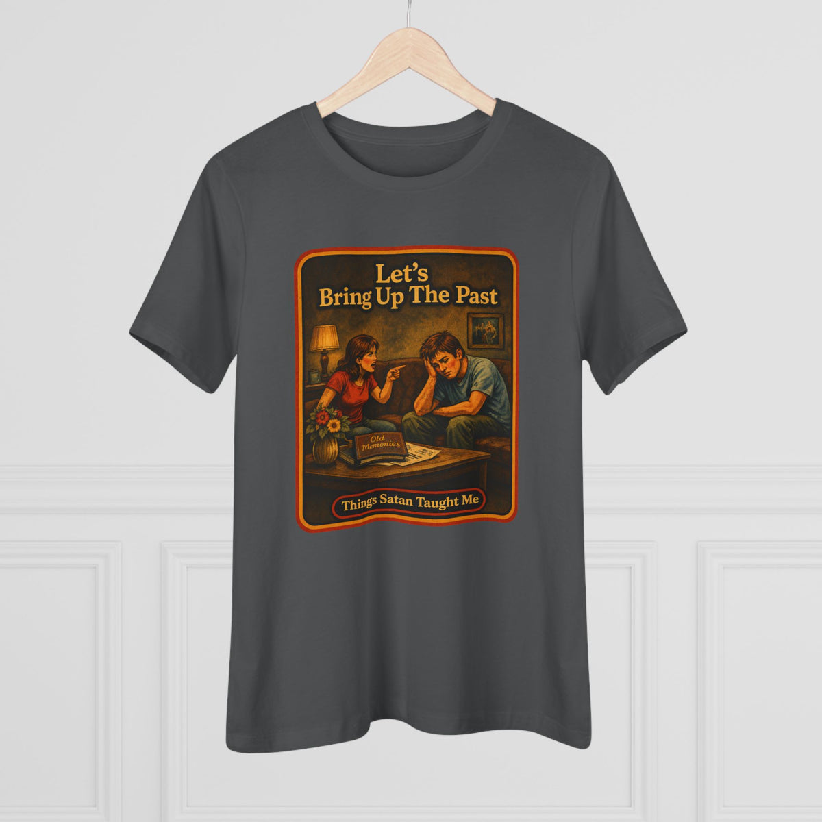 Let's Bring Up The Past Women's Tee in Asphalt, view 4