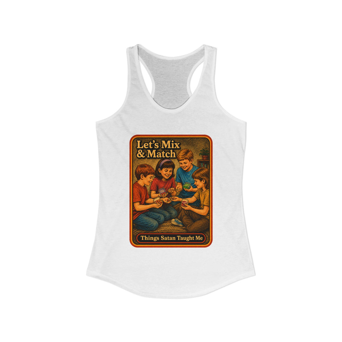 Let's Mix And Match Racerback Tank in White, view 2