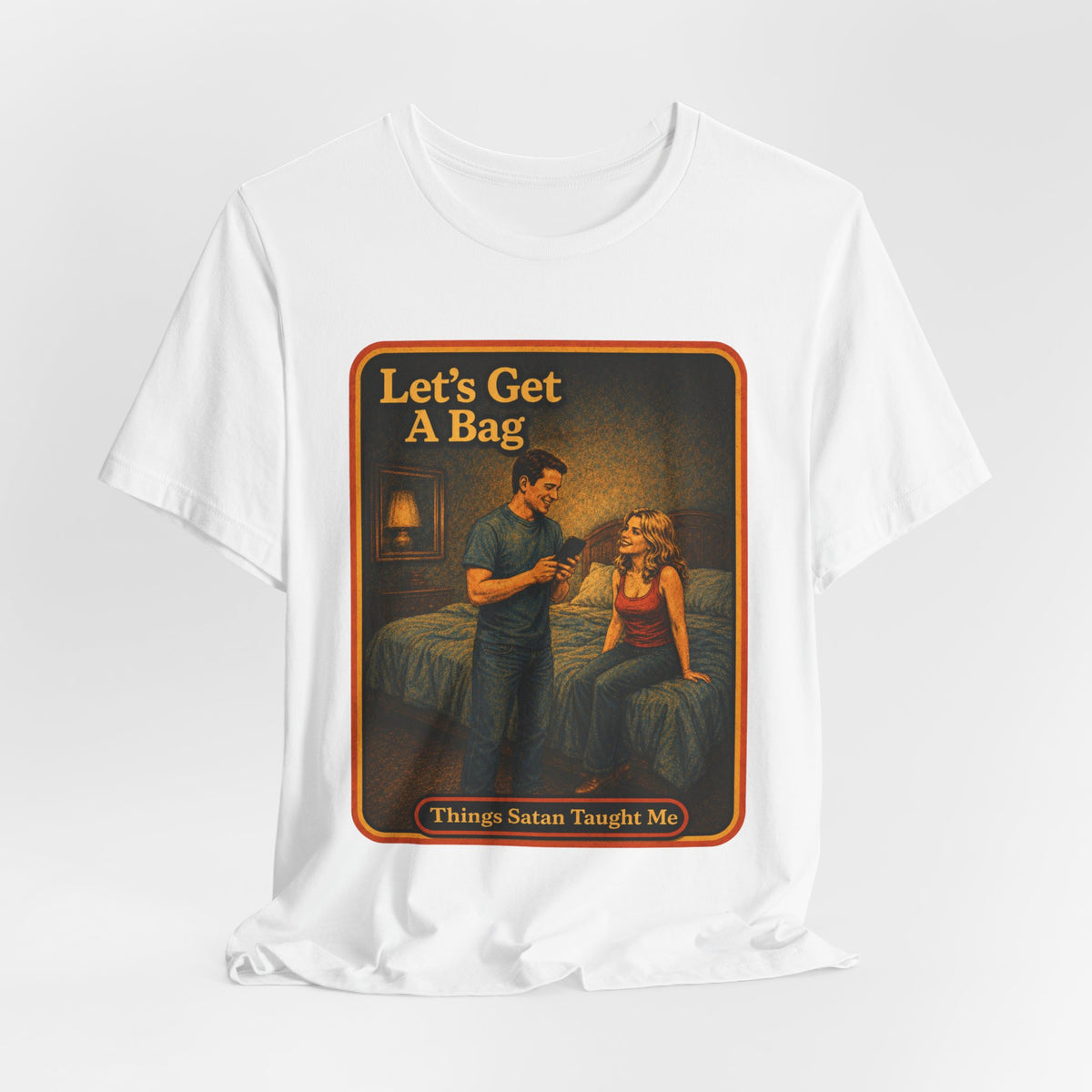 Let's Get A Bag Unisex Tee in White, view 4