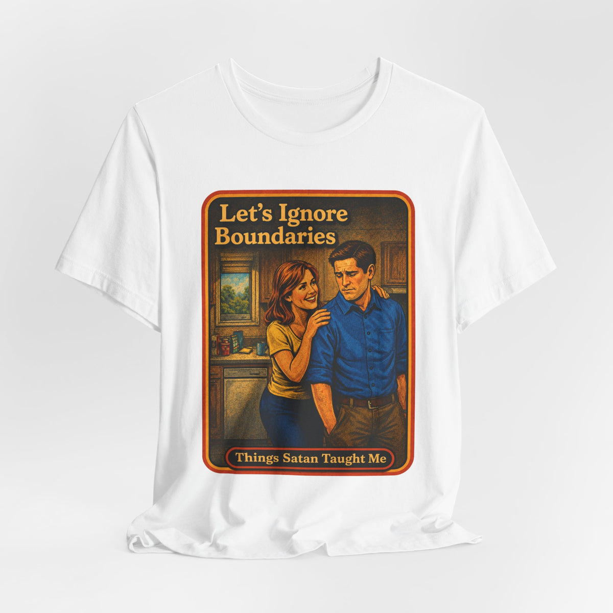 Let's Ignore Boundaries Unisex Tee in White, view 4