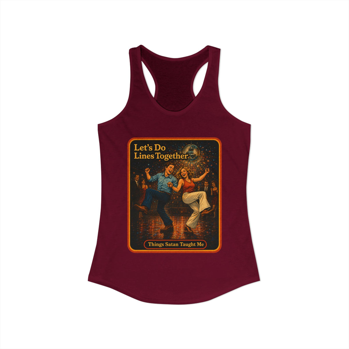 Let's Do Lines Together Racerback Tank in Cardinal Red, view 2