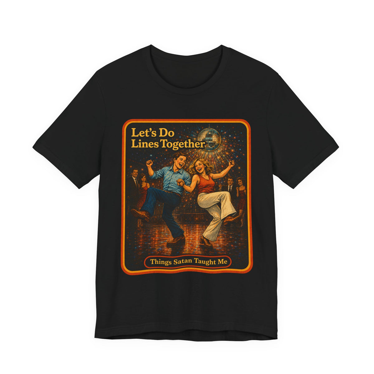 Let's Do Lines Together Unisex Tee in Black, front