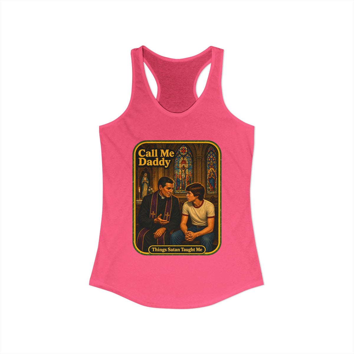 Call Me Daddy Racerback Tank in Hot Pink, view 2
