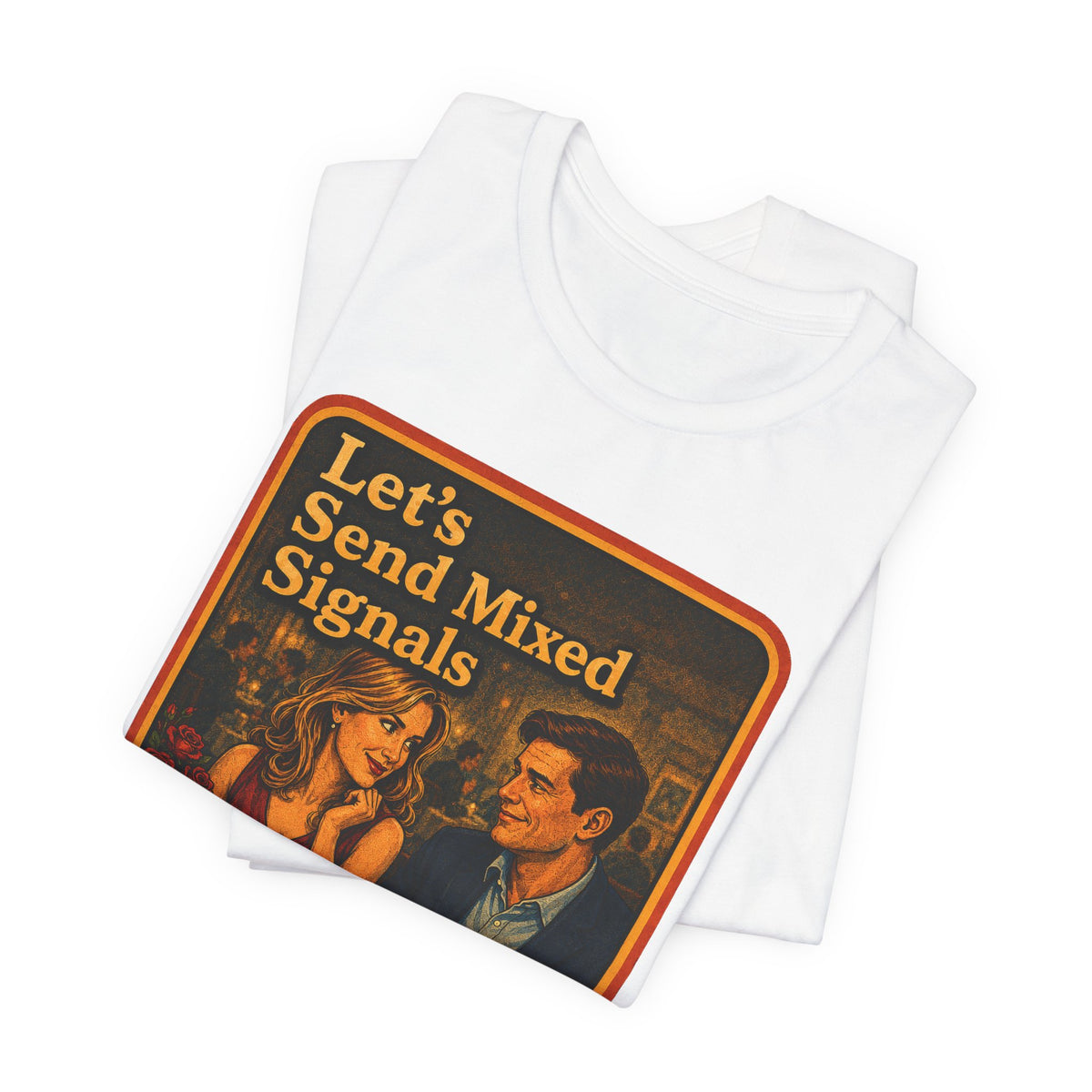 Let's Send Mixed Signals Unisex Tee in White, view 3