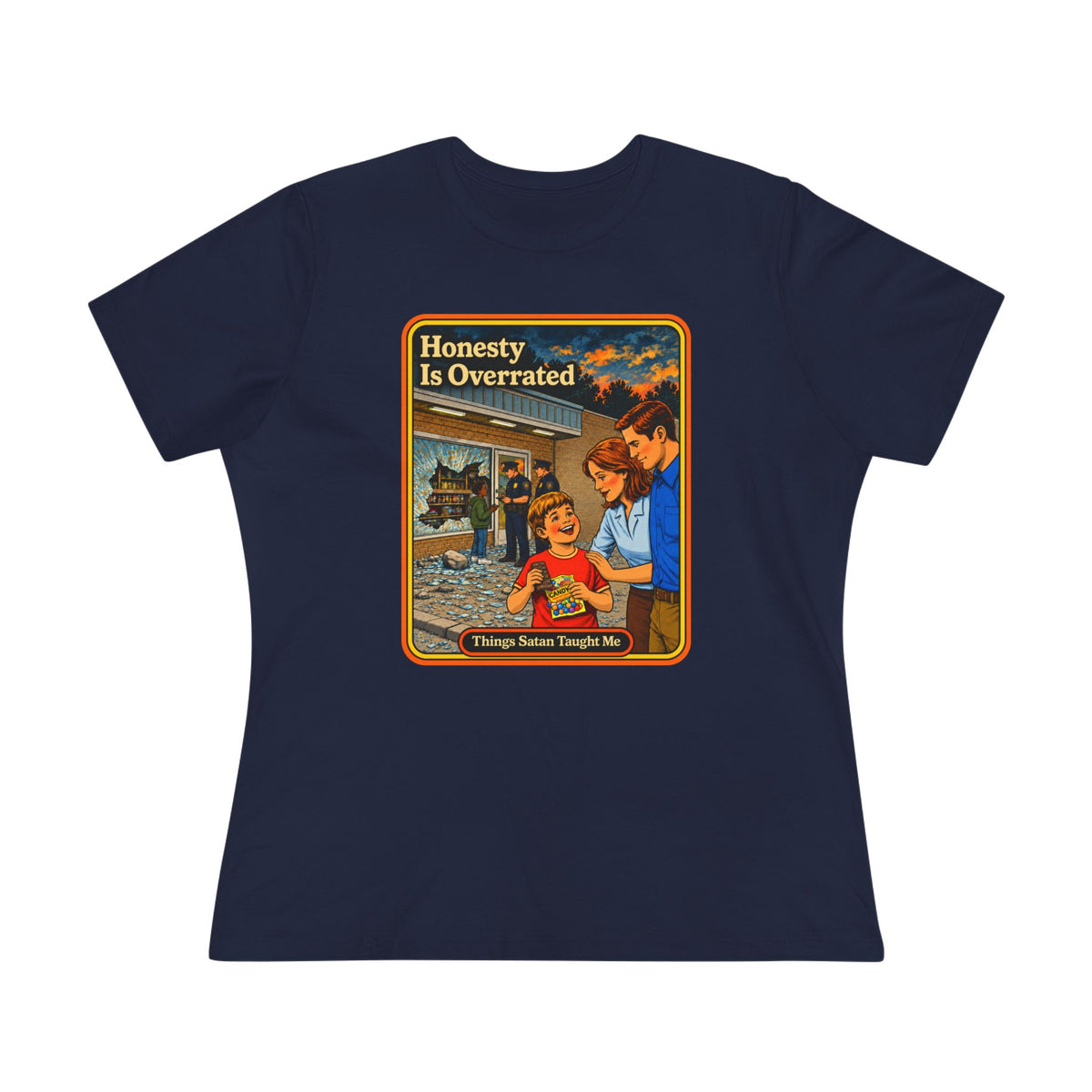 Honesty Is Overrated Women's Tee in Navy, front