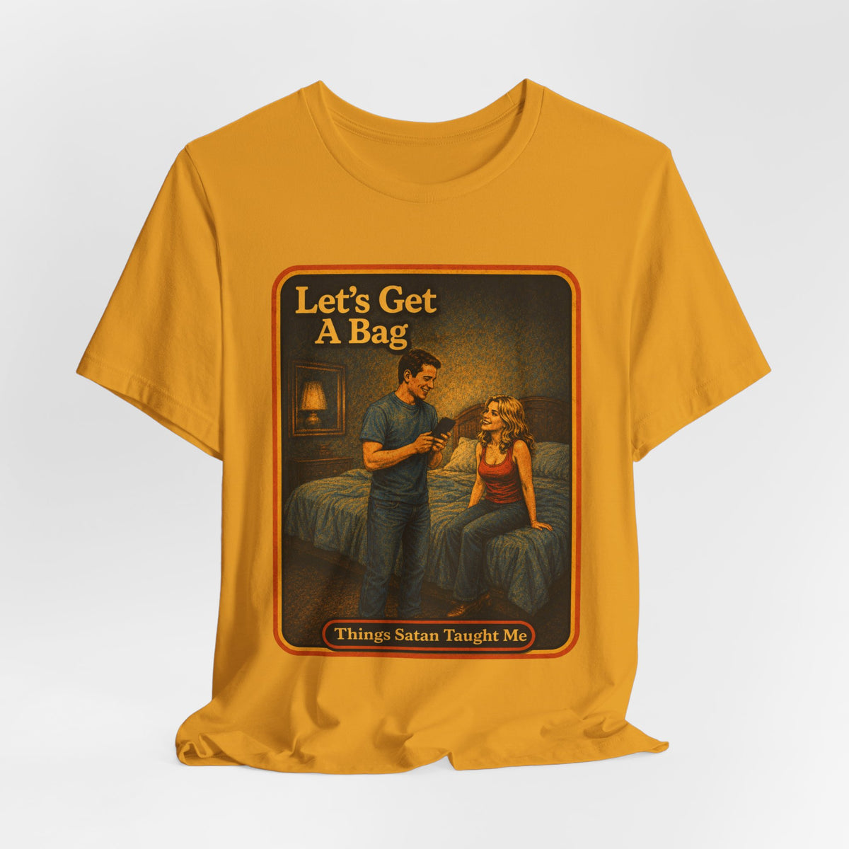 Let's Get A Bag Unisex Tee in Mustard, view 4